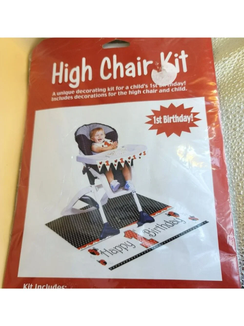 High Chair Kit 1st Birthday Party Decorations Flag Banner Bib Floor Mat Jj3506